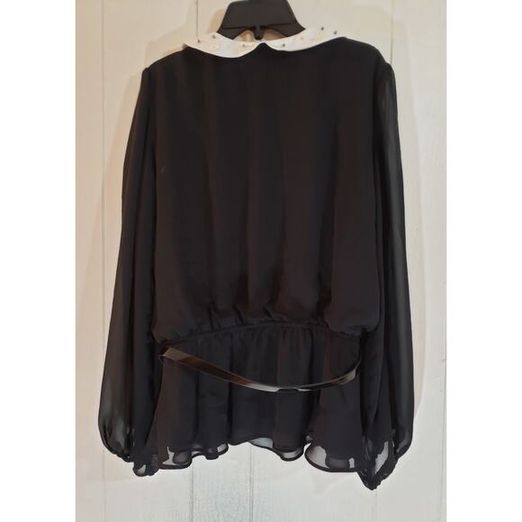 Dressbarn collection size 8 classic black long sleeve blouse - Picture 2 of 5